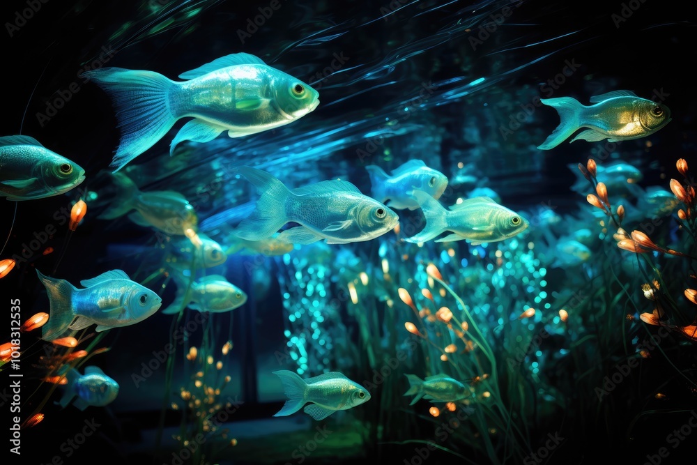 Obraz premium Colorful Underwater Scene with Swimming Fish
