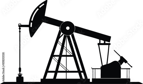 Oil pumpjack silhouette, illustration on white background.