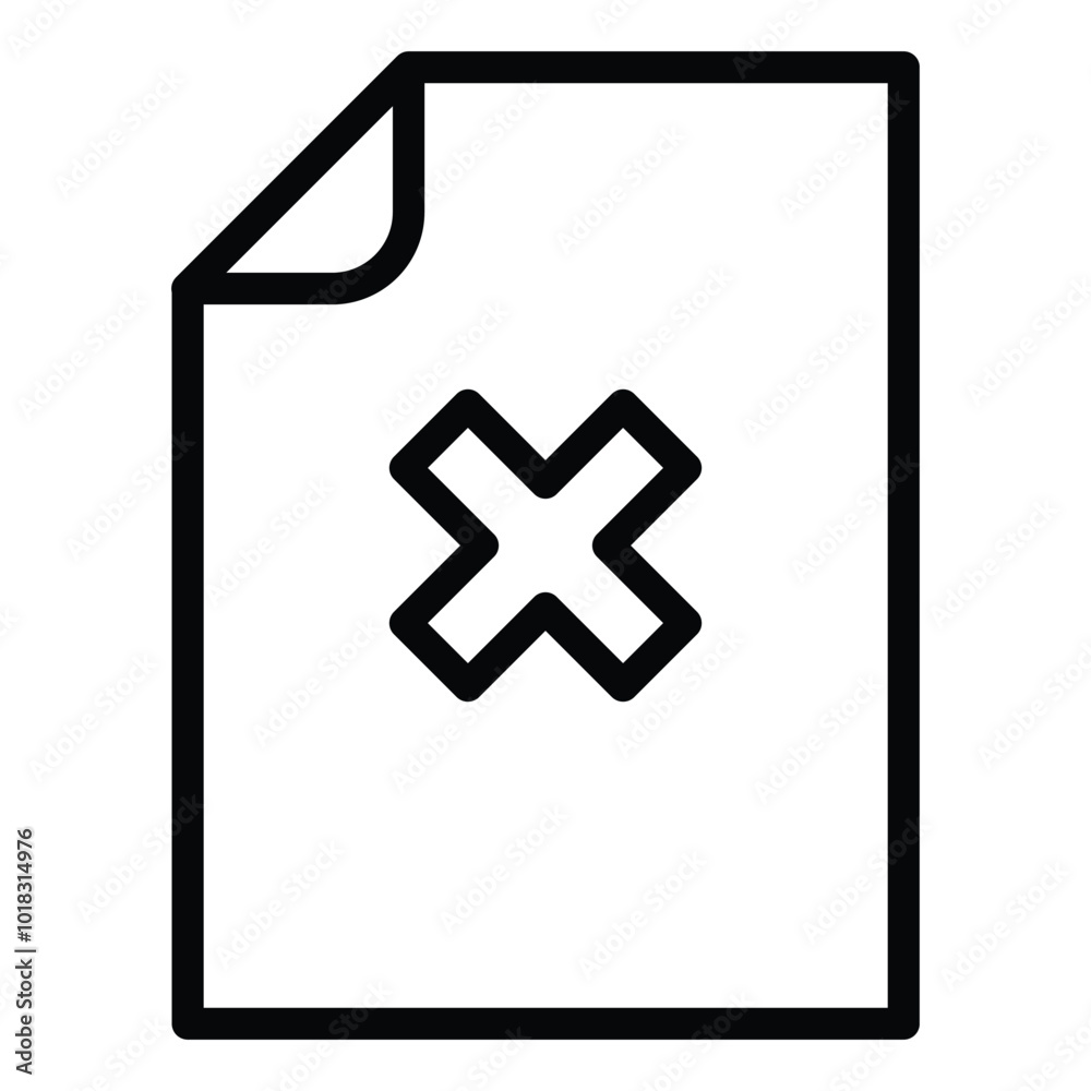 Document Rejected Icon Outline Style. Editable Stroke Icon. Document Rejected Icon Outline Style. Editable Stroke Icon.