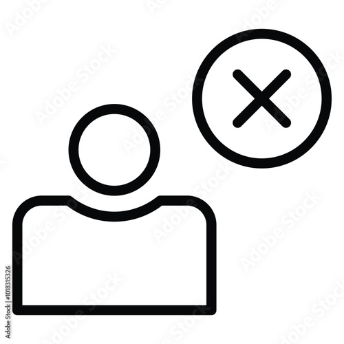 User Rejected Icon Outline Style. Editable Stroke Icon.