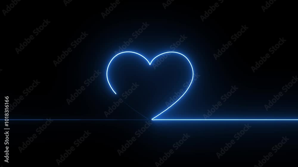 Neon Digital Heartbeat Plus Animation. Neon heartbeat on black isolated background. Neon Digital Heartbeat Plus Animation. Neon heartbeat on black isolated background.