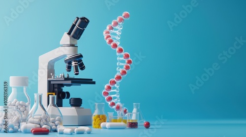 Wallpaper Mural Microscope Examining Molecular Structure in Scientific Laboratory Torontodigital.ca