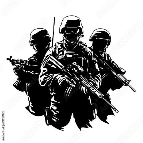 Illustration of soldiers. Army. Armed forces.