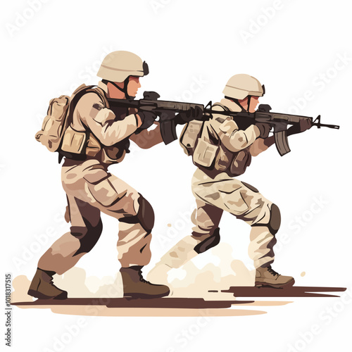 Illustration of soldiers. Army. Armed forces.