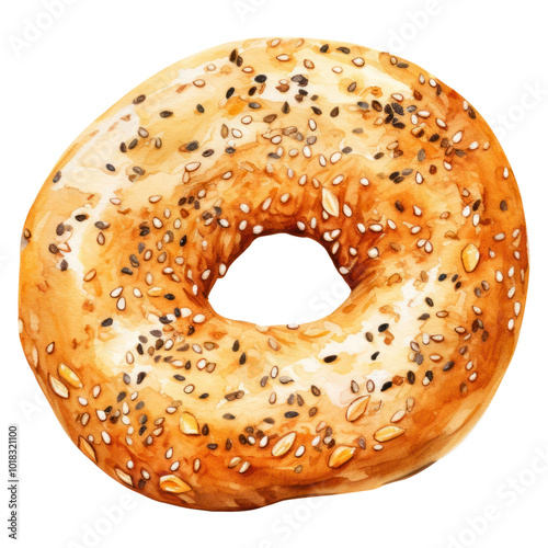 PNG Bagel bread food white background. photo