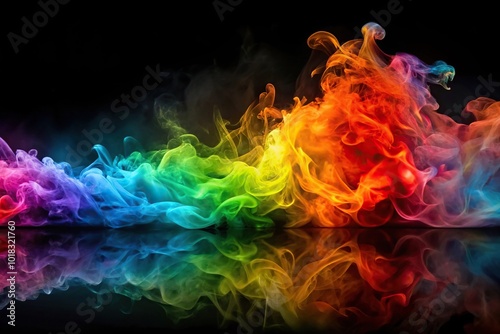 abstract rainbow paint splash smoke flames background