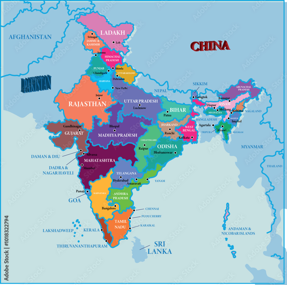 Fototapeta premium Asia continent map