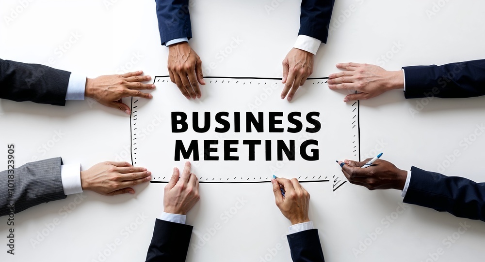 Hand drawing clipart of a business meeting happening on plain white background Hand drawing clipart of a business meeting happening on plain white background