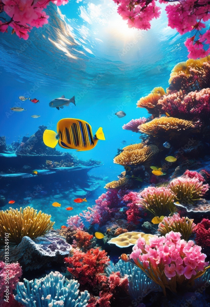 Naklejka premium vibrant landscapes showcasing iconic global destinations stunning colorful detail unique natural features, archipelago, beach, botanical, canyon, cliff