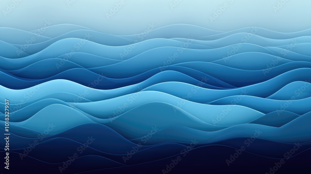 Blue abstract wave pattern with layered gradients, forming a dynamic, flowing horizontal Blue abstract wave pattern with layered gradients, forming a dynamic, flowing horizontal