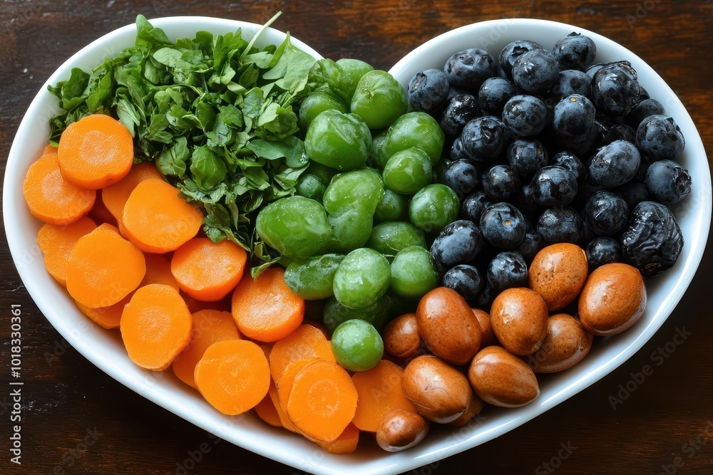 healthy diet food arranged in a heartshaped bowl promoting wellness with an inviting background for text celebrating nutrition and wholesome eating habits healthy diet food arranged in a heartshaped bowl promoting wellness with an inviting background for text celebrating nutrition and wholesome eating habits