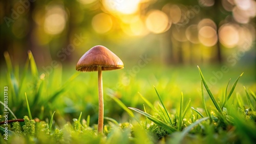 Mushroom growing in grass at Cannon Hall parkland in Barnsley, South Yorkshire photo