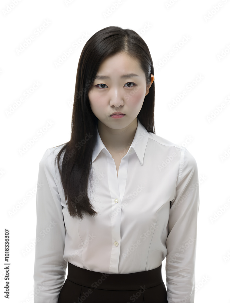 young asia woman in office worker uniform, She is exhosted, isolated on a transparent background young asia woman in office worker uniform, She is exhosted, isolated on a transparent background