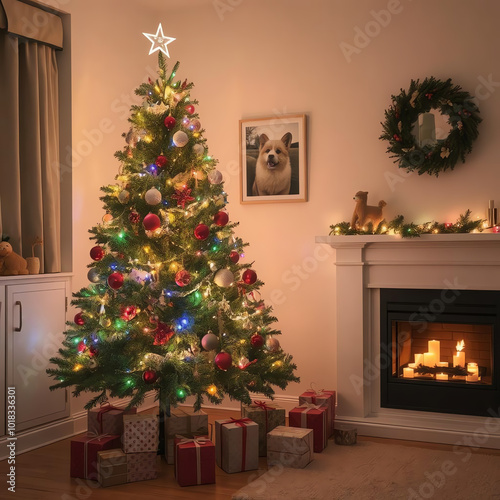 christmas tree with fireplace