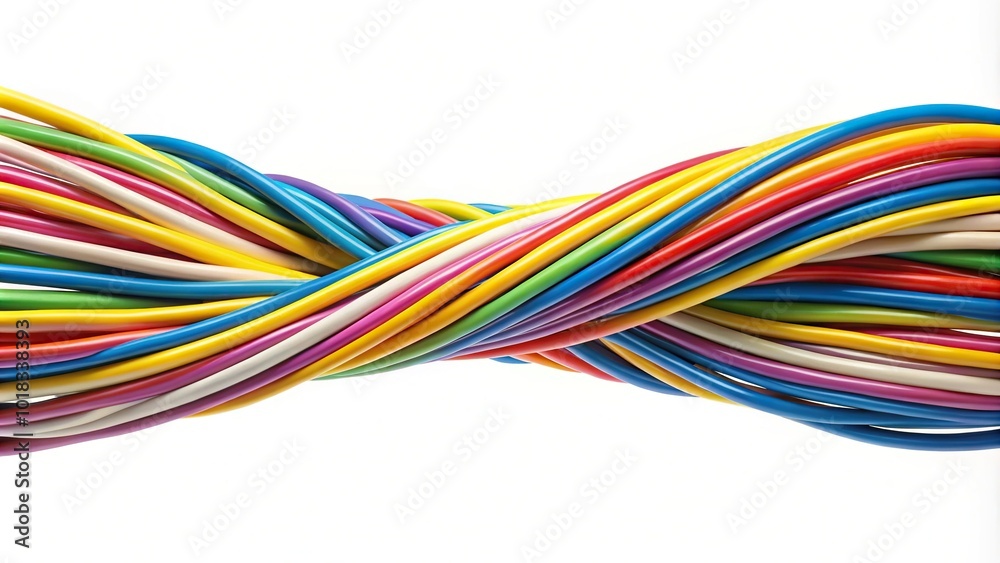 full color cable fiber isolated on white background full color cable fiber isolated on white background