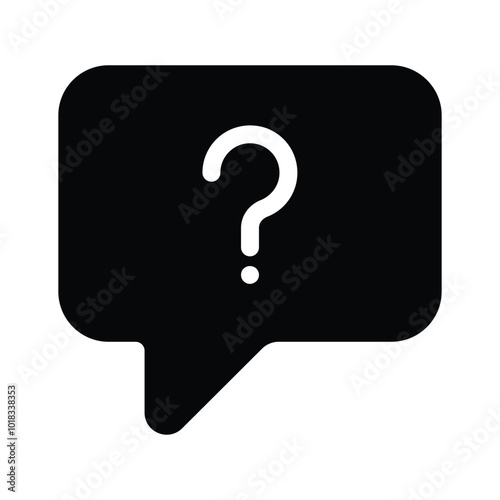 A question mark inside a speech bubble symbolizing a query