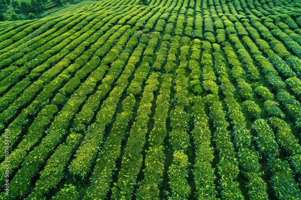Tea field green plantation agriculture background top leaf farm landscape pattern drone Tea field green plantation agriculture background top leaf farm landscape pattern drone