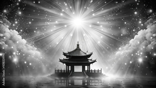 Mysterious oriental background with halation Close-Up photo