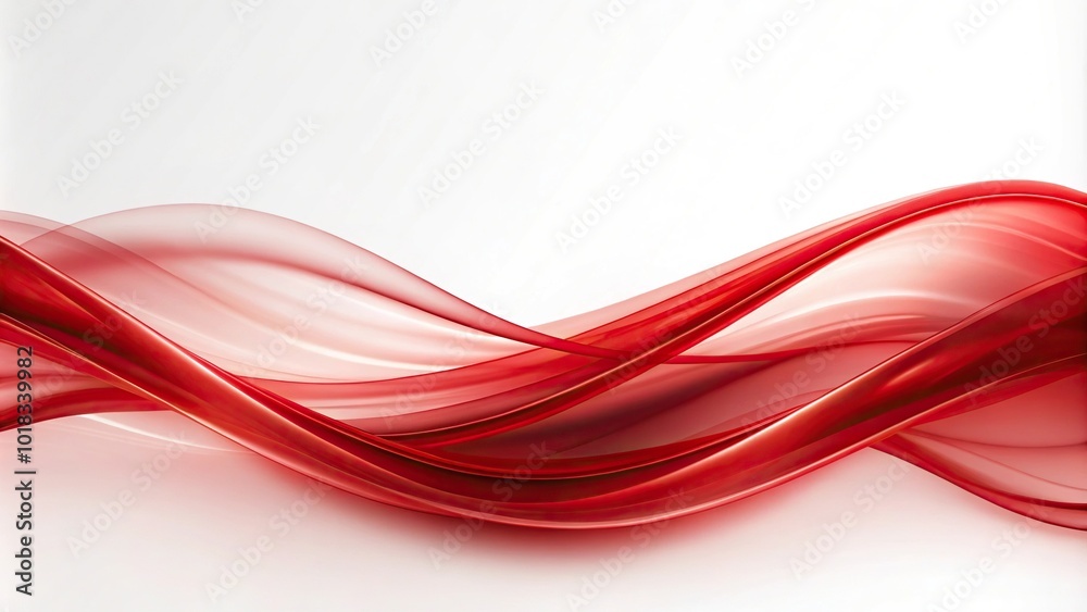 Abstract red waves on white background