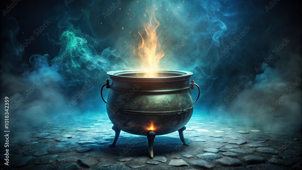 Mystical energy emanating from ancient cauldron