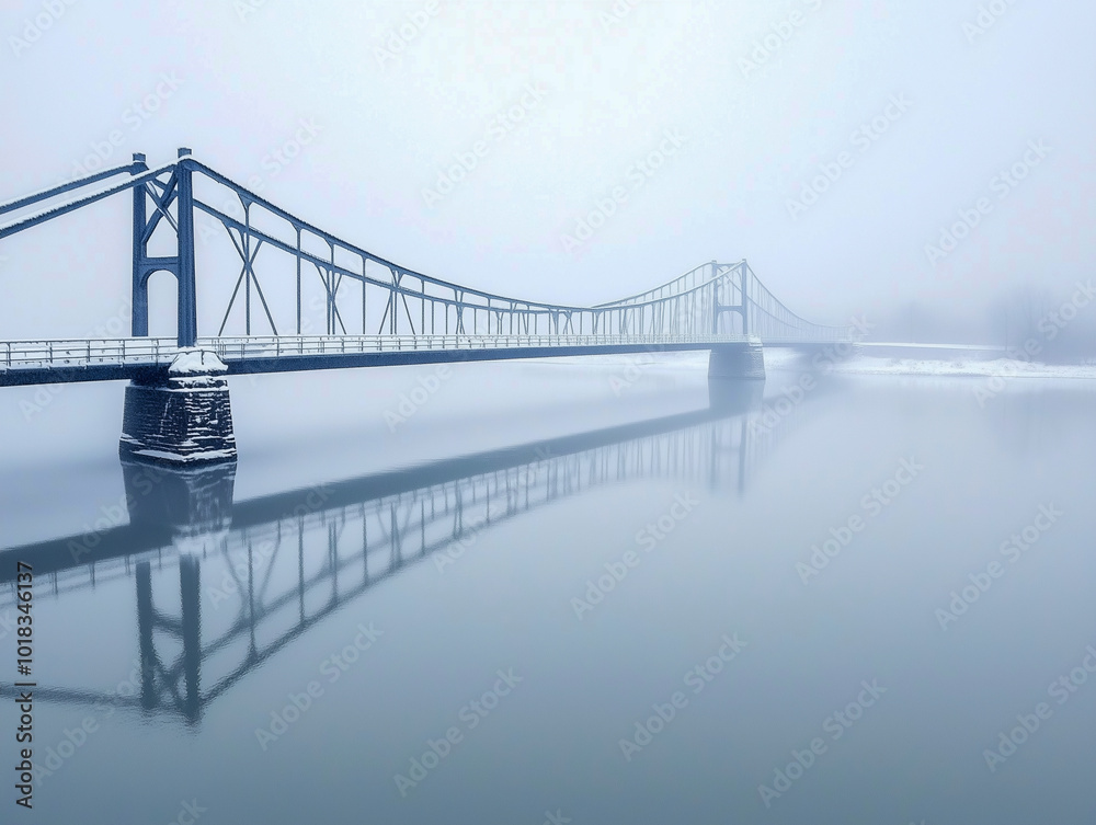 Obraz premium foggy bridge over the river