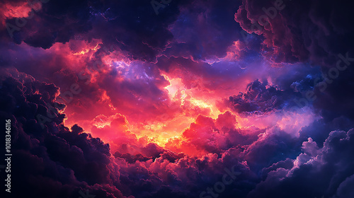 Skyward Mysteries Fantasy Clouds Background. Generative AI