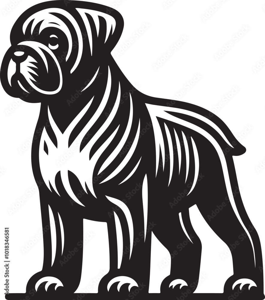 Boxer Dog silhouette vector collection on white background. Dog art work vector illustration.