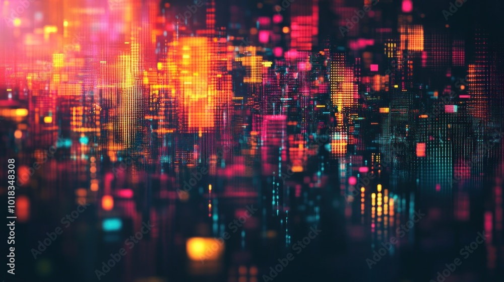 Abstract Pixel background on digital data cyber design surface, AI generated image Abstract Pixel background on digital data cyber design surface, AI generated image
