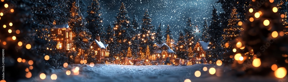 Cozy Winter Village with Glowing Holiday Lights Cozy Winter Village with Glowing Holiday Lights