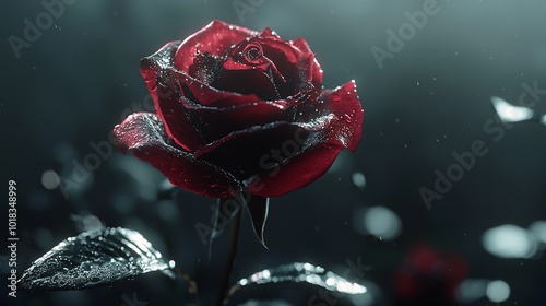 black rose isolated on Transparent Background.