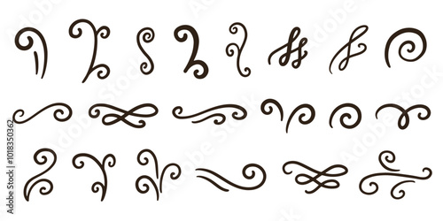 Vector dividers, flourishes, swirls and curls set