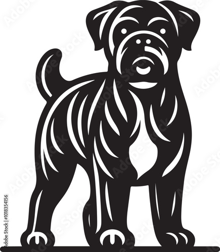 Boxer Dog silhouette vector collection on white background. Dog art work vector illustration.