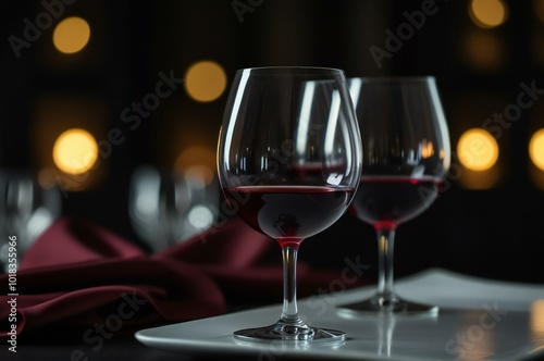 two glasses of red wine on the table