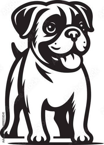 Boxer Dog silhouette vector collection on white background. Dog art work vector illustration.