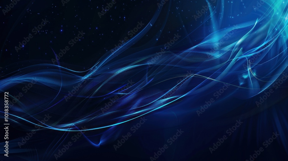 Fototapeta premium Abstract Blue Waves on Black Background