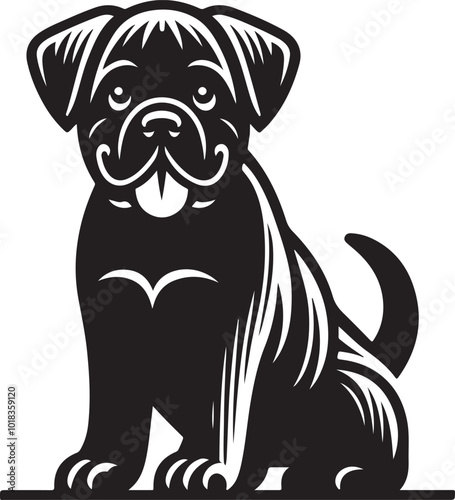 Wallpaper Mural Boxer Dog silhouette vector collection on white background. Dog art work vector illustration. Torontodigital.ca