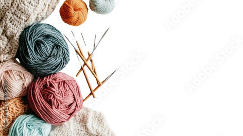 woolen knitting and needles transparent background