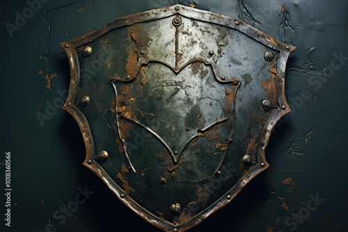 Rustic Metal Shield with Signs of Wear and Age