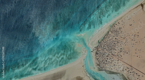 The sandy coast of Qatar in the Persian Gulf photo