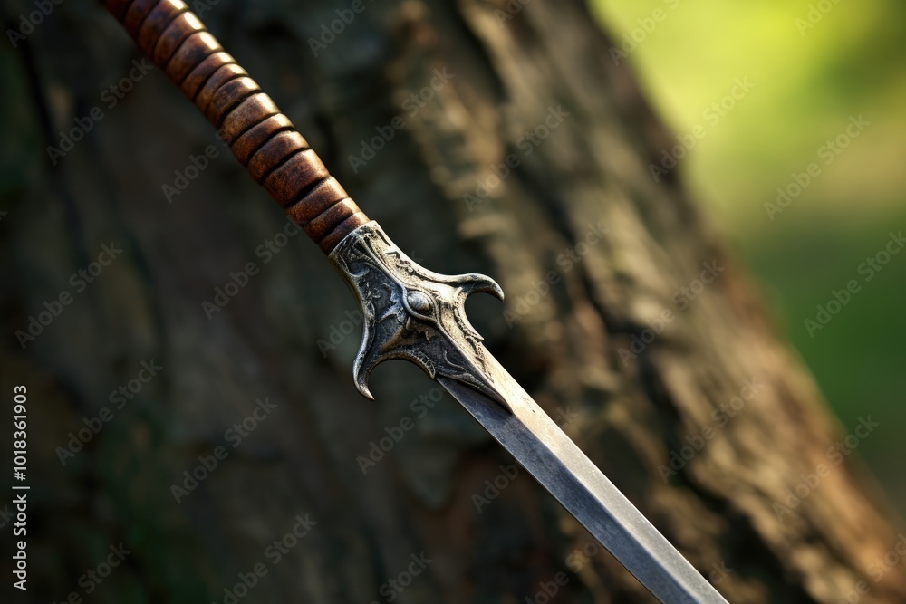 Obraz premium Elegant Sword Close-Up on Natural Background