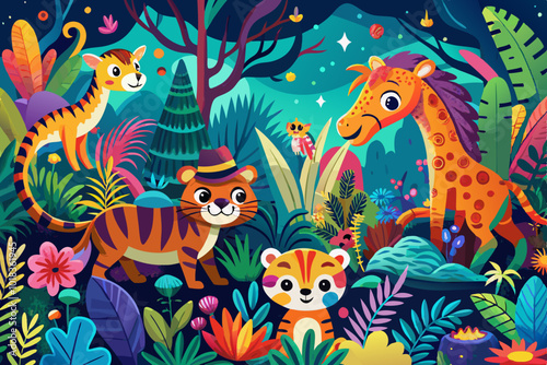 Groovy Jungle Safari Illustration