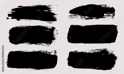 Brush strokes vector. Painted rectangles and brush lines. Grunge backgrounds set.