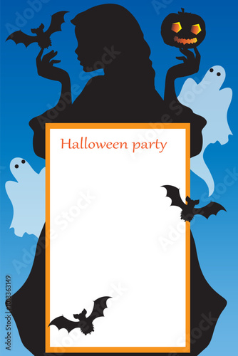 Black silhouette of a female figure for halloween party