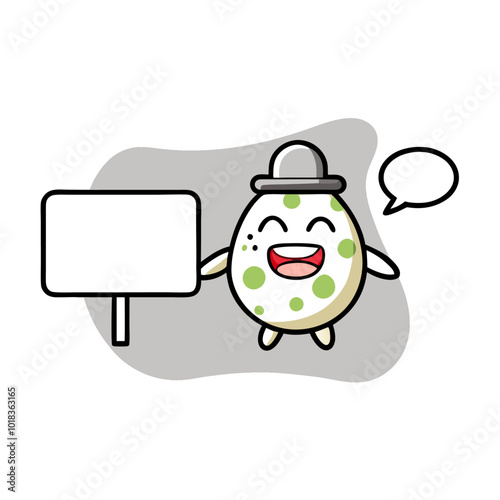 Spotted egg cartoon illustration doing a presentation, cute style (15)