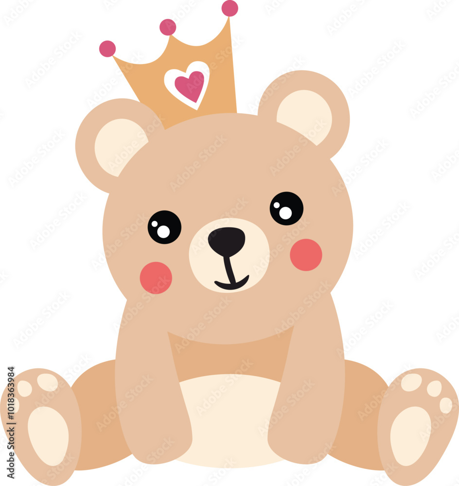Cute king teddy bear sitting with crown Cute king teddy bear sitting with crown