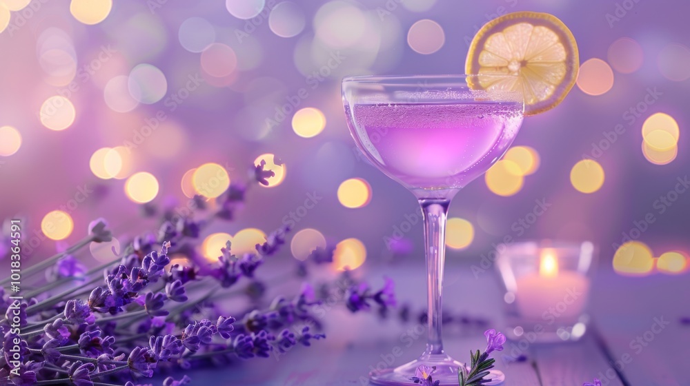 Lavender Lemon Drop Cocktail on a Clean Background Lavender Lemon Drop Cocktail on a Clean Background