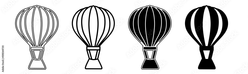 Air ballon icon illustration collection. Black and white design icon for business. Stock vector. Air ballon icon illustration collection. Black and white design icon for business. Stock vector.