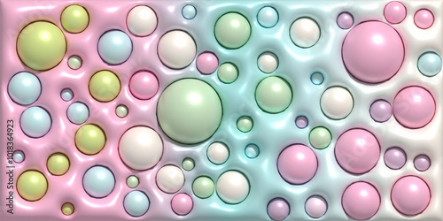 3D pastel circles on a convex pastel background. convex colored background for design or advertising