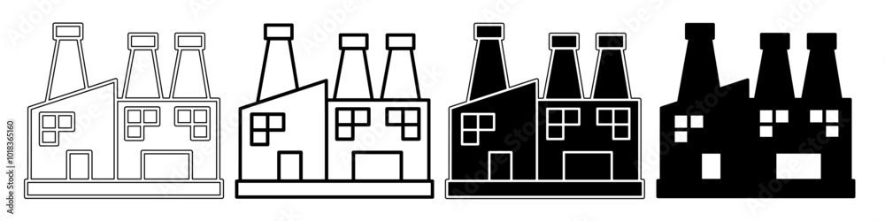 Factory icon illustration collection. Black and white design icon for business. Stock vector. Factory icon illustration collection. Black and white design icon for business. Stock vector.