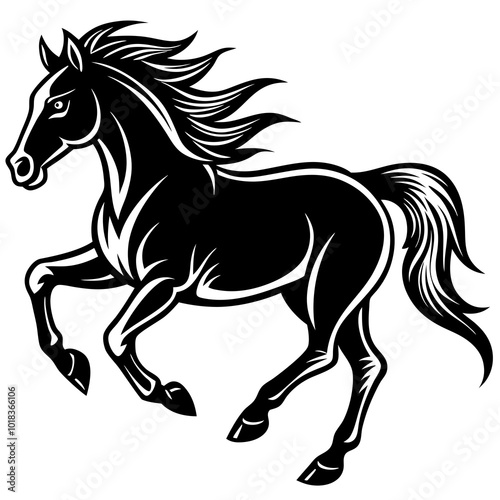 horse silhouette isolated on white